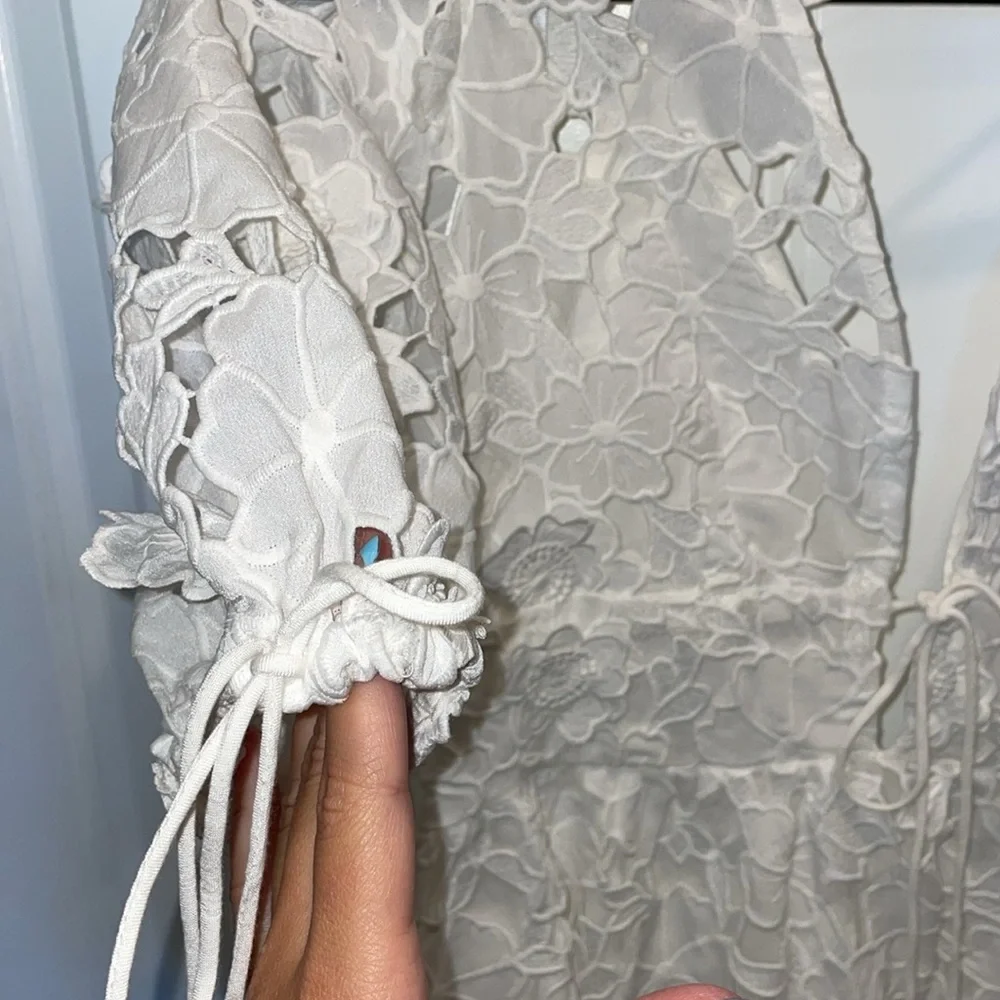 white floral tie front mini dress - Picture 7 of 12